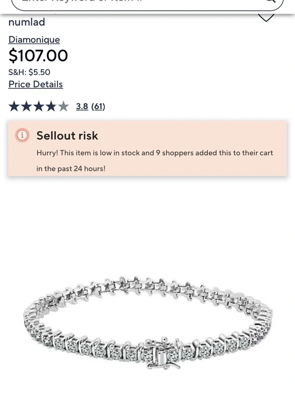 Diamonique slim bracelet